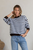 Zara Stripe Knit- Blue/Chocolate