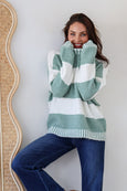 Tilly Stripe Knit- Sage/Ivory