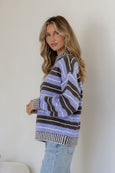 Tilly Stripe-Lilac/Chocolate Bedford  Stripe