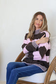 Tilly Stripe Knit- Pink/Choc
