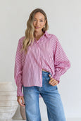 Belair Stripe Shirt- Pink/Chocolate
