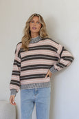 Tilly Stripe-Pink/Chocolate Bedford  Stripe