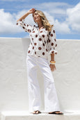 Sorrento Polka Dot Blouse- white/chocolate