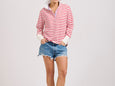 Rugby Frill Collar- Raspberry Stripe