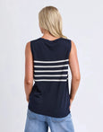 Striped Knit Tank- Navy