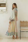 Multi Stripe Maxi Wrap Dress