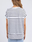 Throw on Tee- White/Navy Stripe