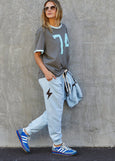 Ringer Tee- Choc/Blue