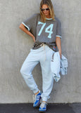 Ringer Tee- Choc/Blue