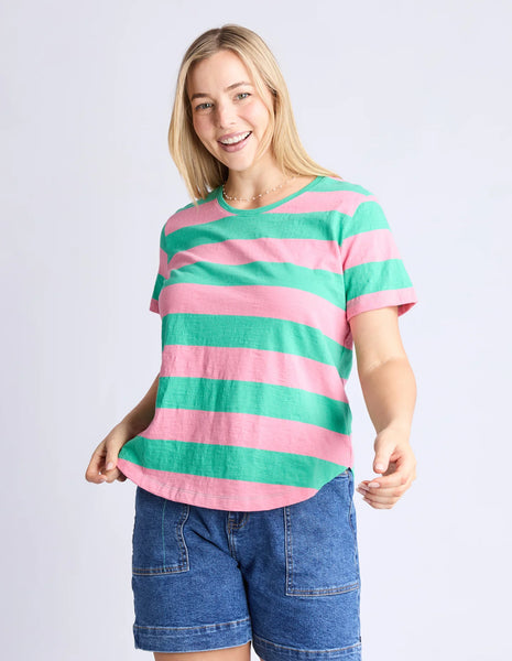 Spritz Stripe Tee Green/Pink Stripe