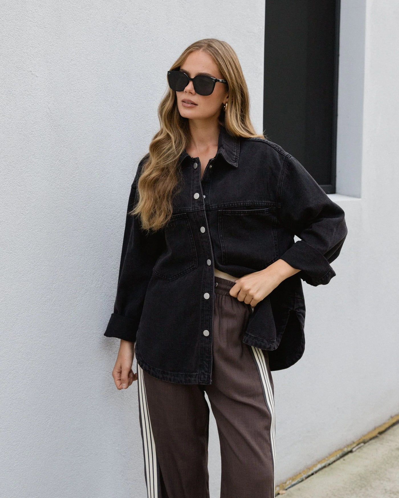 Asha Denim Shacket- Washed Black