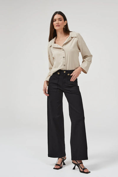 Carrie Black Wide Straight Leg Jeans