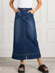 Whitney Washed Denim Skirt- Indigo