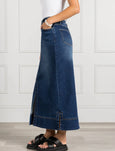 Whitney Washed Denim Skirt- Indigo