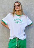 Ringer Tee- White/Green