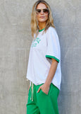 Ringer Tee- White/Green