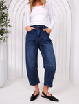 Toni Barrel Jeans- Dark Denim