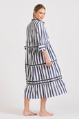 The Sandy Tiered Dress - Navy Wide Stripe