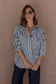 Allegra Blouse- Navy Stripe