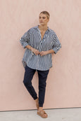 Allegra Blouse- Navy Stripe