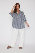 Allegra Blouse- Navy Stripe