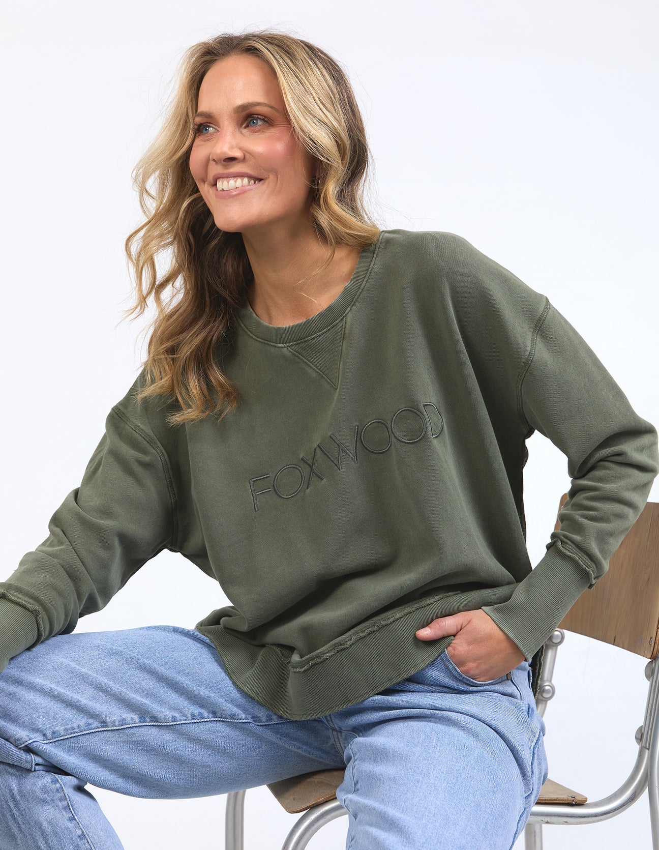 Washed Simplified Crew-Khaki