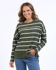 Jayne Throw on Top- Khaki Stripe