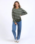 Jayne Throw on Top- Khaki Stripe