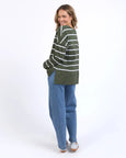 Jayne Throw on Top- Khaki Stripe