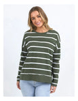 Jayne Throw on Top- Khaki Stripe
