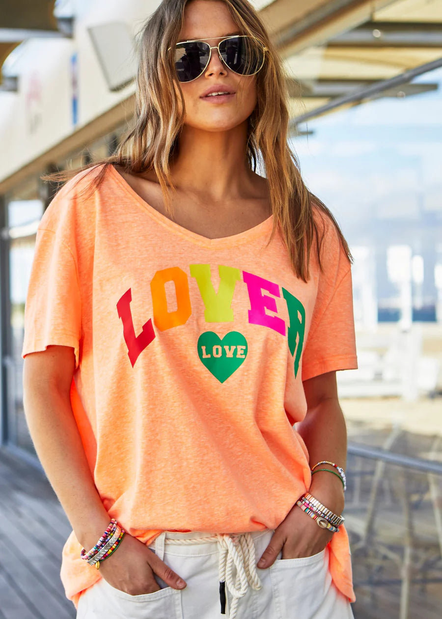 V-Neck Lover Tee- Orange