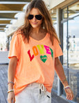 V-Neck Lover Tee- Orange