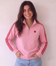 Funnel Neck Sweatshirt-Pink/Red