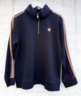 Funnel Neck Sweatshirt- Navy/Mocha