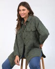 Katie Quilted Shacket- Basil