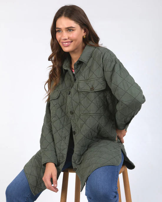 Katie Quilted Shacket- Basil