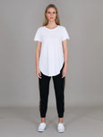 Elwood Curved Hem Tee- White