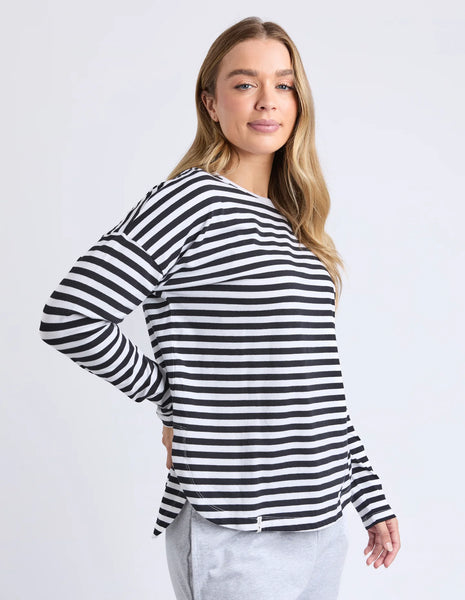 Lauren LS Tee-Black/White