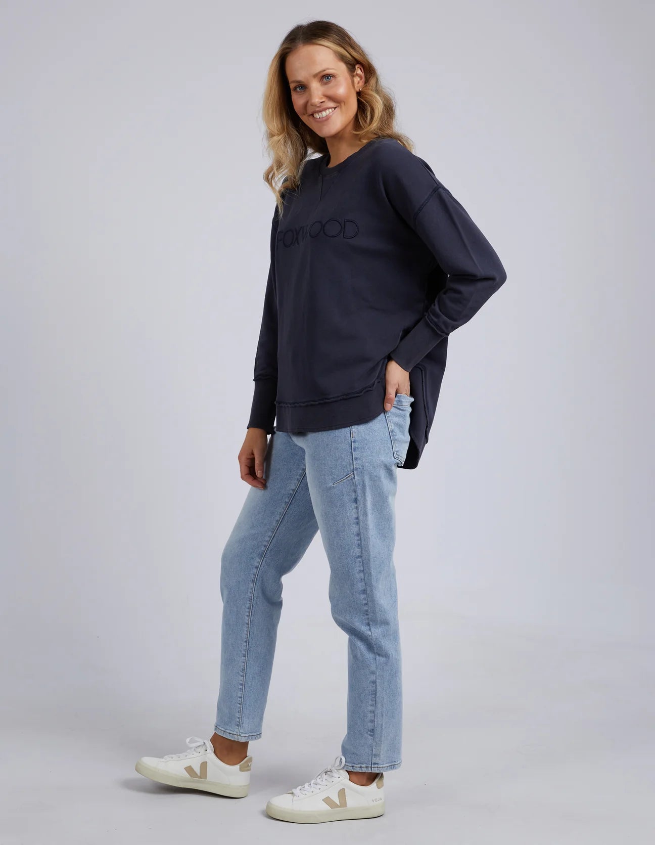 Washed Simplified Crew- Navy