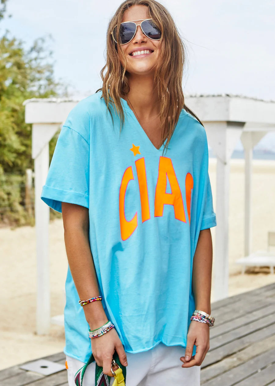 Ciao Aqua V-Neck Tee