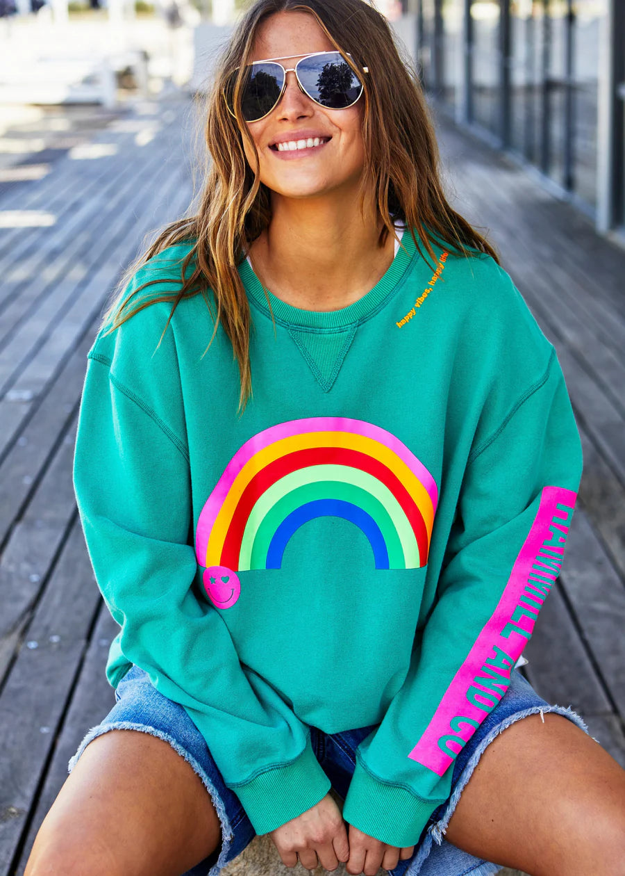 Vintage Rainbow Sweat- Jade