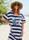 Beach Sweat Dress- Navy/White