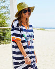 Beach Sweat Dress- Navy/White