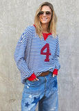 Vintage 4 Waffle Top- Royal/White