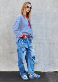 Vintage 4 Waffle Top- Royal/White