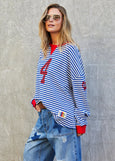 Vintage 4 Waffle Top- Royal/White