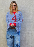 Vintage 4 Waffle Top- Royal/White