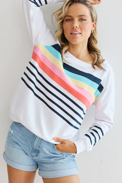 Viktoria Sweater- White Multi Stripe