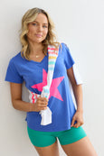 Freedom Tee- Cobalt/Pink Star