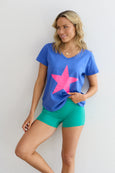 Freedom Tee- Cobalt/Pink Star